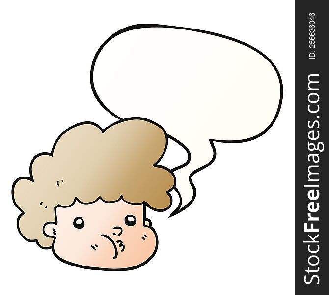 Cartoon Boy And Speech Bubble In Smooth Gradient Style