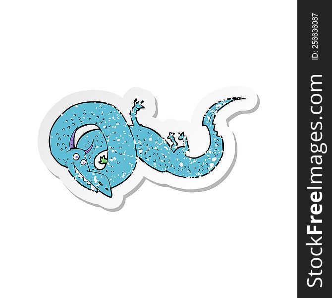 Retro Distressed Sticker Of A Cartoon Chinese Dragon