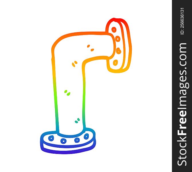 rainbow gradient line drawing of a cartoon water pipe