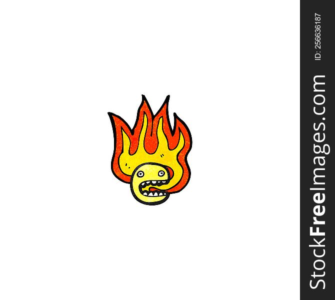 Flaming Face Symbol Cartoon