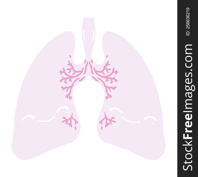 Flat Color Style Cartoon Lungs