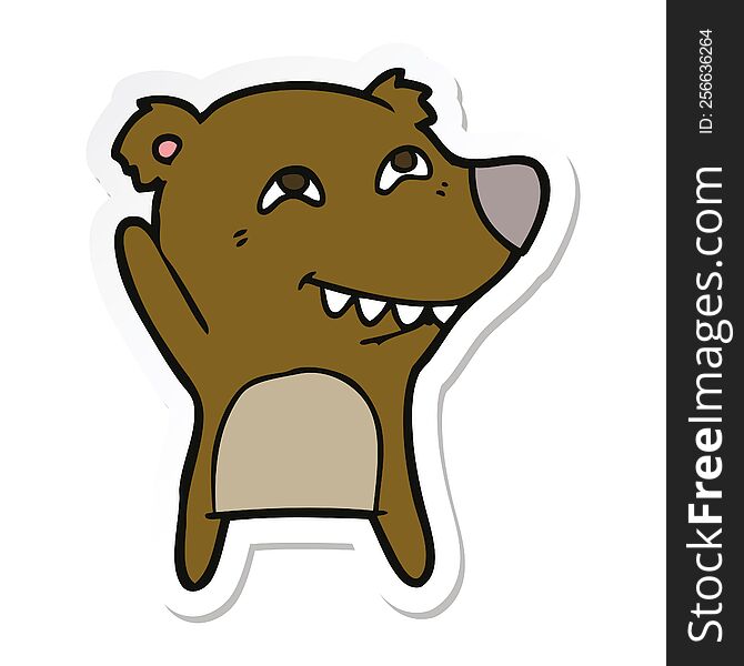 sticker of a cartoon bear showing teeth