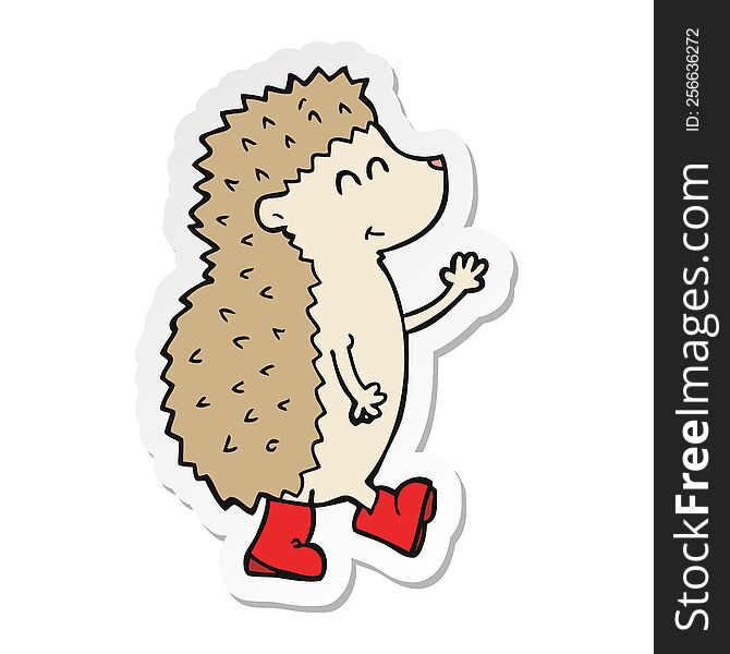 sticker of a cute cartoon hedgehog