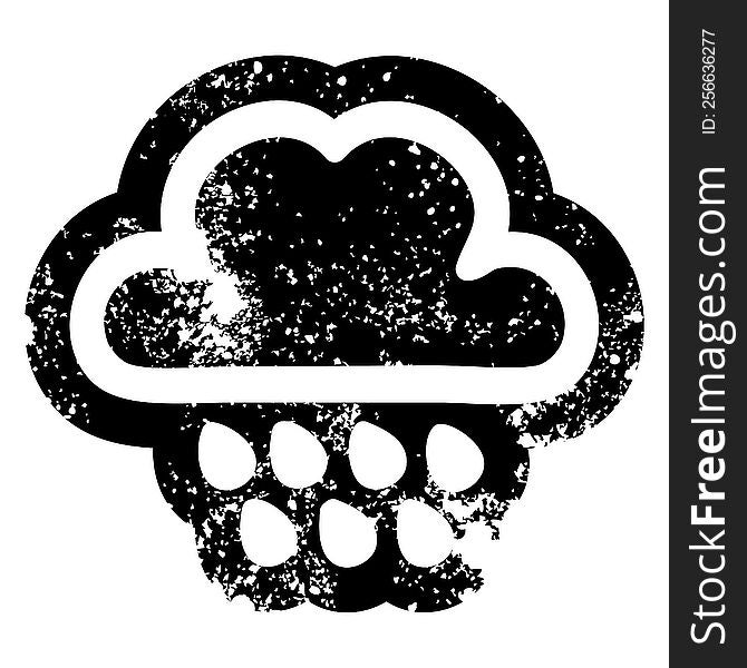 rain cloud distressed icon symbol