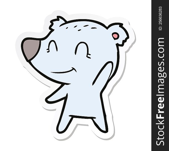 Sticker Of A Friendly Bear Cartoon
