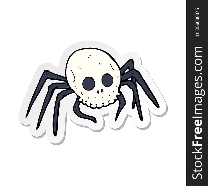 sticker of a cartoon spooky halloween skull spider