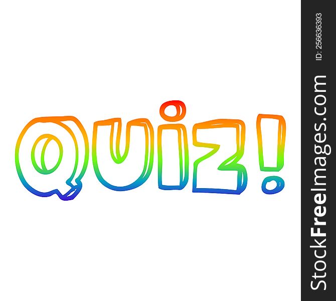 rainbow gradient line drawing of a cartoon word quiz
