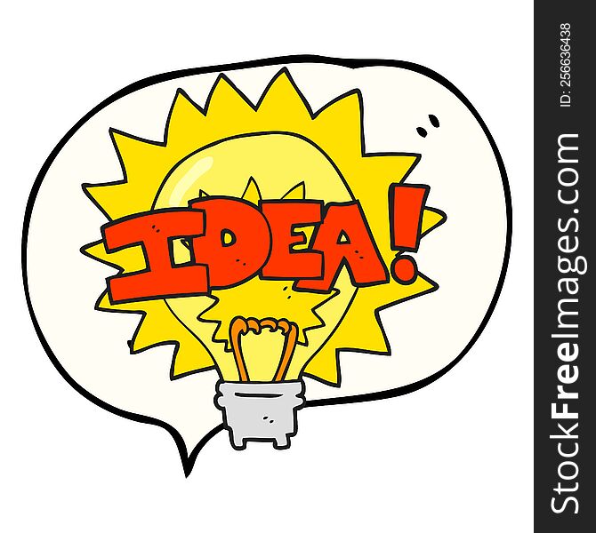 freehand drawn speech bubble cartoon idea light bulb symbol