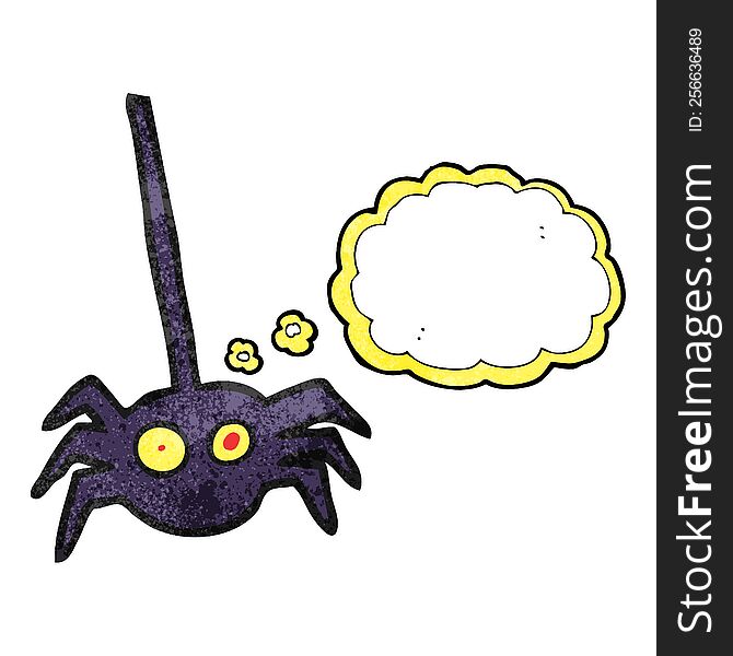 freehand drawn thought bubble textured cartoon halloween spider