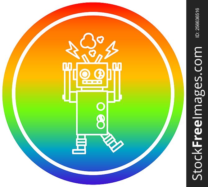 Malfunctioning Robot Circular In Rainbow Spectrum