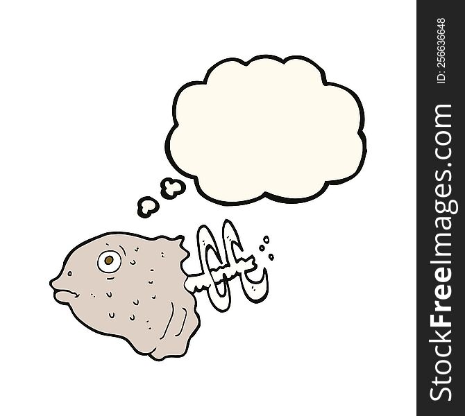 Cartoon Fish Head With Thought Bubble