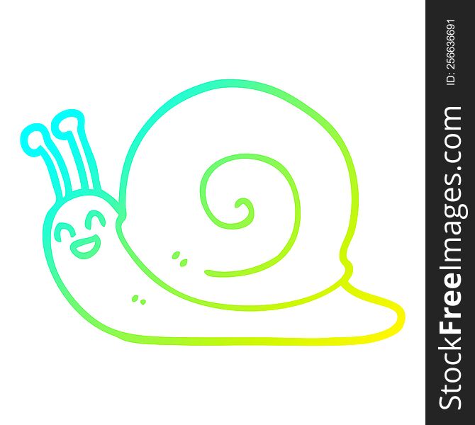 cold gradient line drawing of a cartoon snail