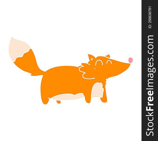 fat flat color style cartoon fox