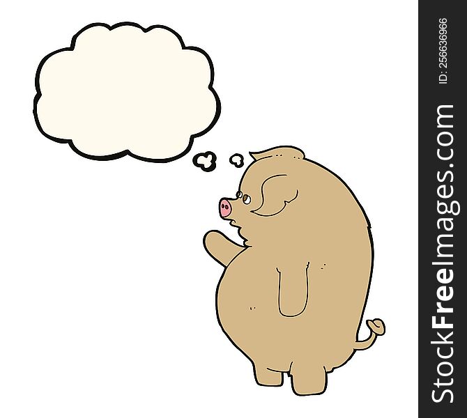 Cartoon Fat Pig With Thought Bubble