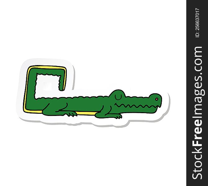 sticker of a quirky hand drawn cartoon crocodile