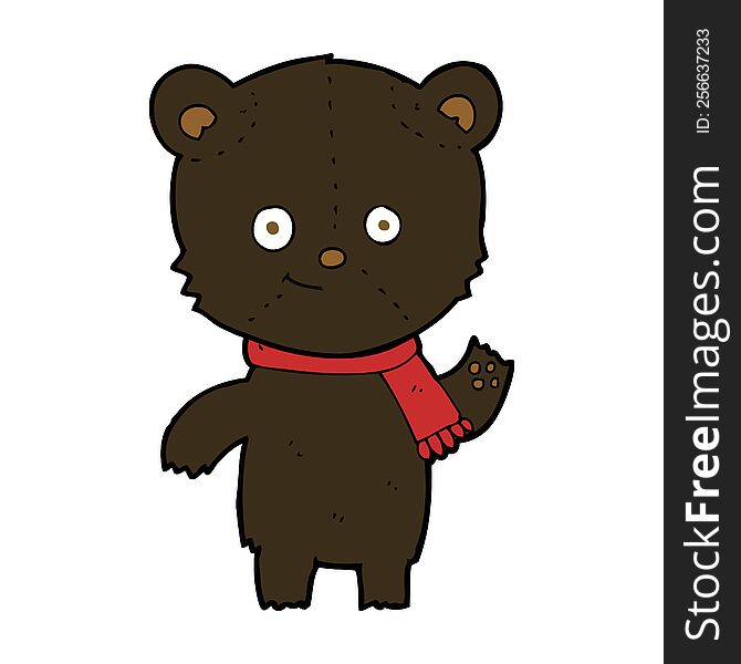 Cartoon Black Bear Waving