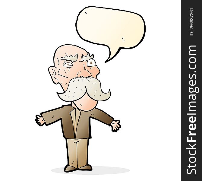 Cartoon Angry Old Man With Speech Bubble