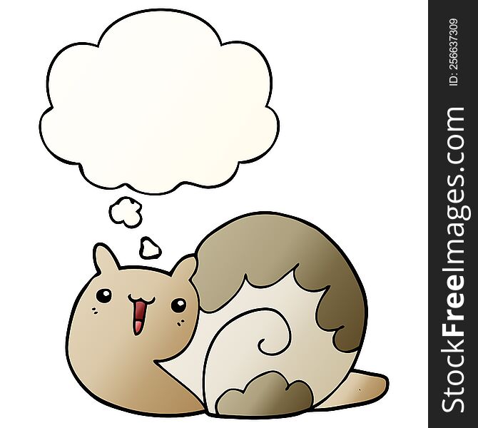 cute cartoon snail with thought bubble in smooth gradient style