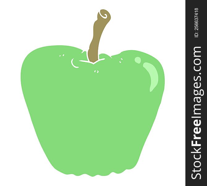 Flat Color Illustration Of A Cartoon Grinning Apple