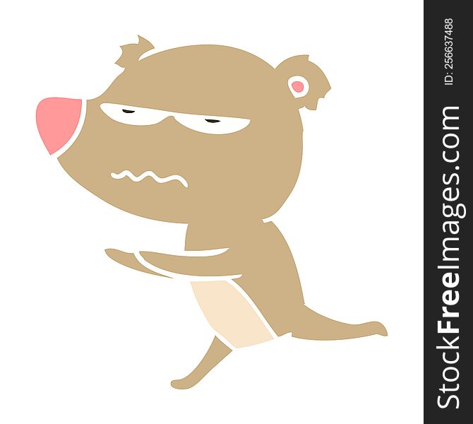 Angry Bear Flat Color Style Cartoon Running