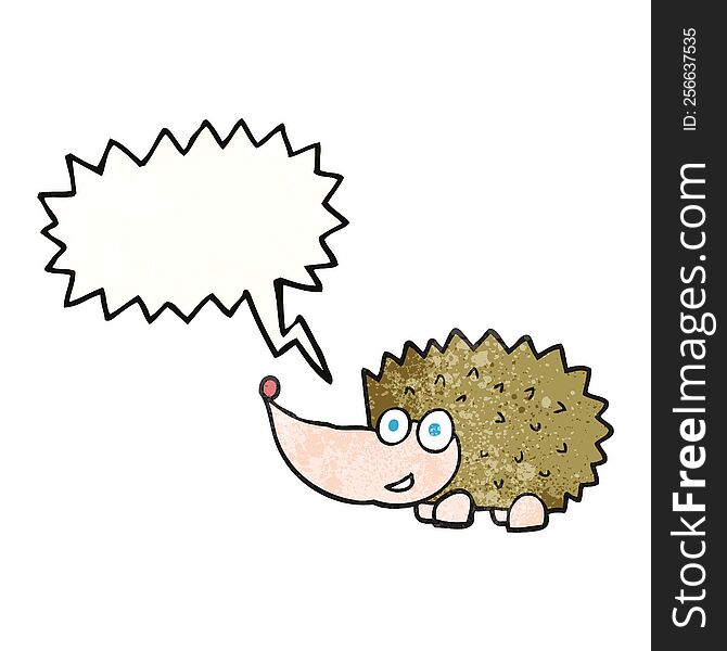 freehand speech bubble textured cartoon hedgehog