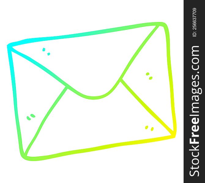 cold gradient line drawing of a cartoon letter