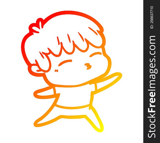 Warm Gradient Line Drawing Cartoon Curious Boy