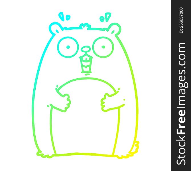 cold gradient line drawing of a cartoon shocked ground hog