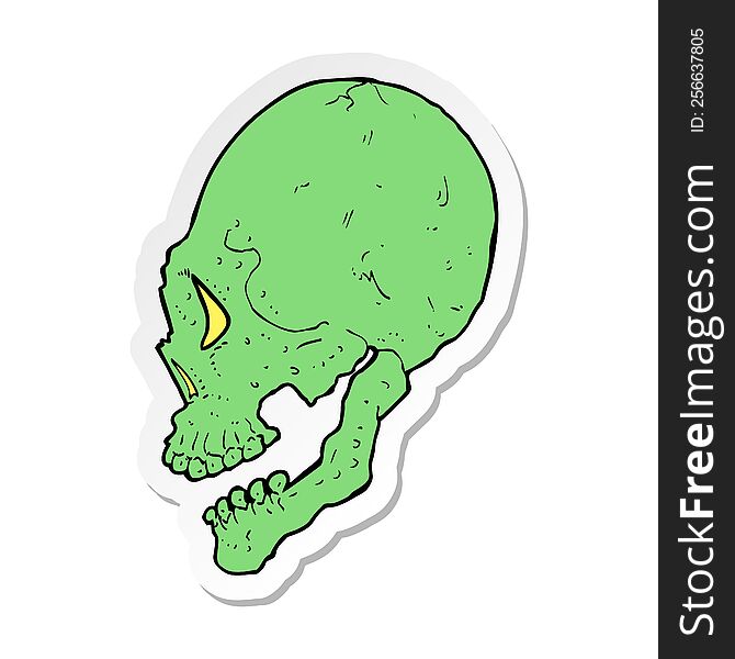 Sticker Of A Spooky Skull Illustration