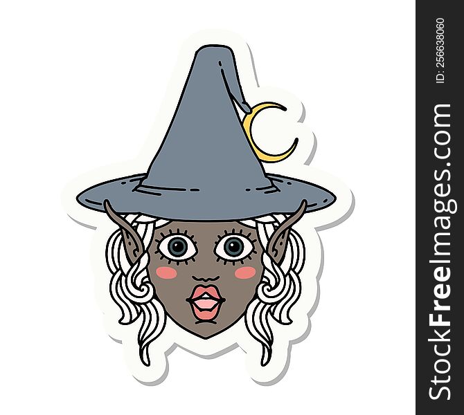 sticker of a elf mage character face. sticker of a elf mage character face