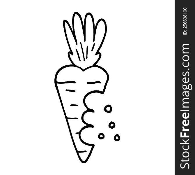 Line Drawing Cartoon Carrot With Bite Marks