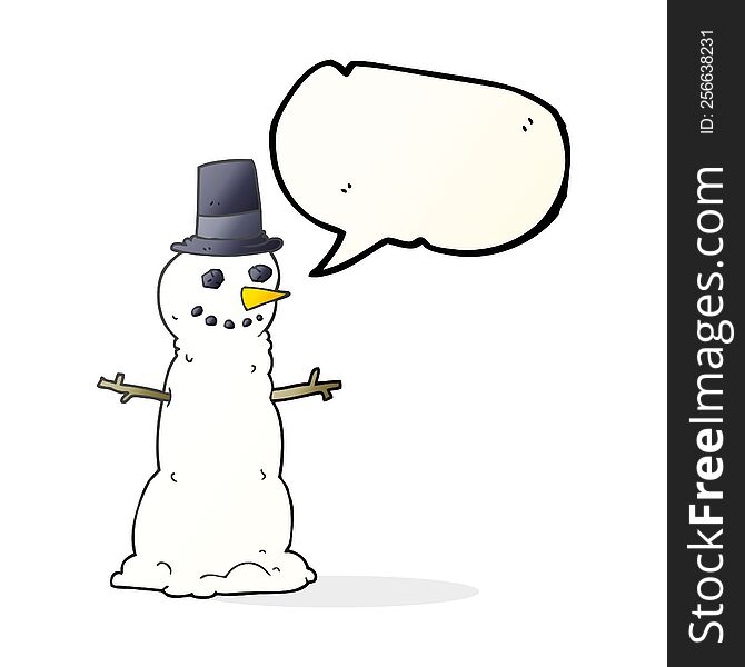 Speech Bubble Cartoon Snowman In Top Hat