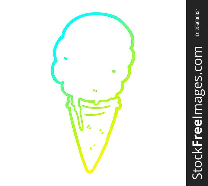 cold gradient line drawing cartoon ice cream