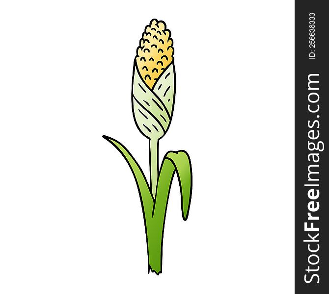 Gradient Cartoon Doodle Of Fresh Corn On The Cob