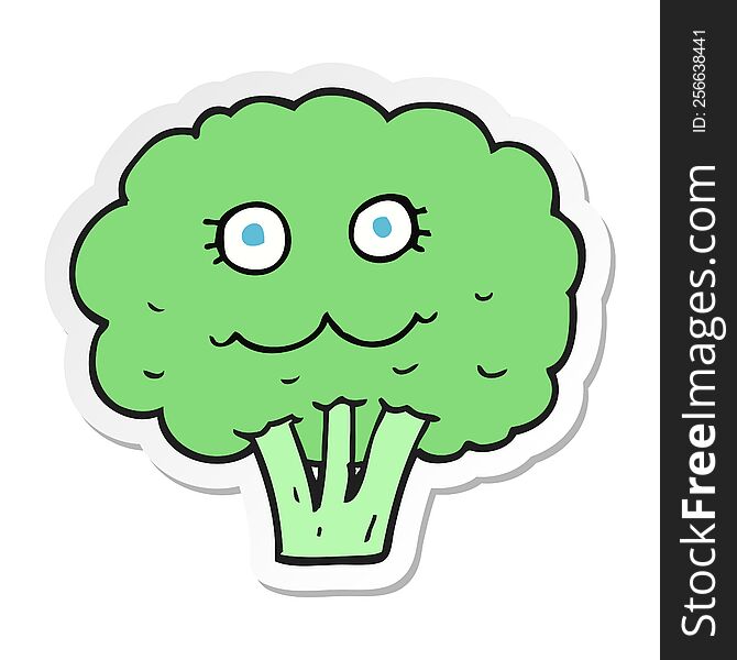 sticker of a cartoon broccoli