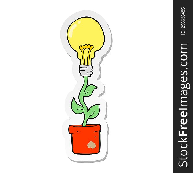 sticker of a cartoon light bulb plant