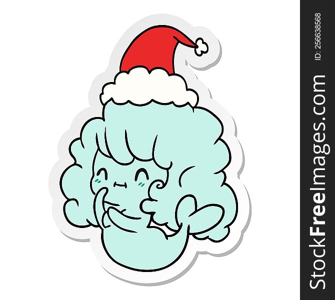 Christmas Sticker Cartoon Of Kawaii Ghost