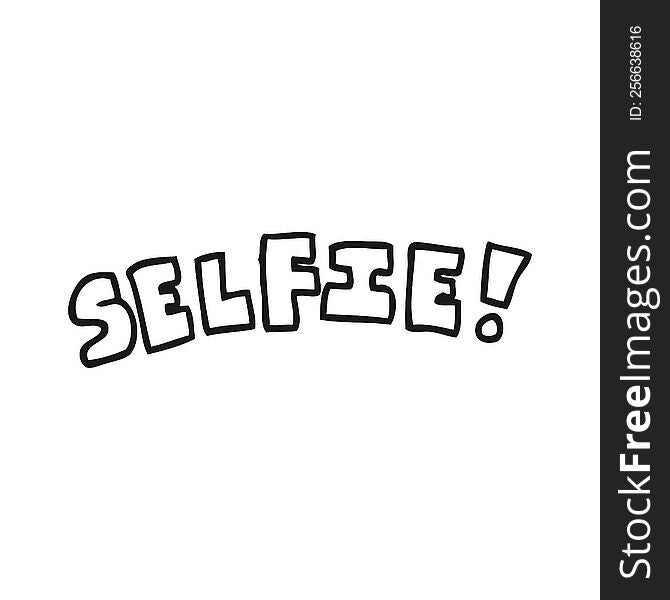 freehand drawn black and white cartoon selfie symbol