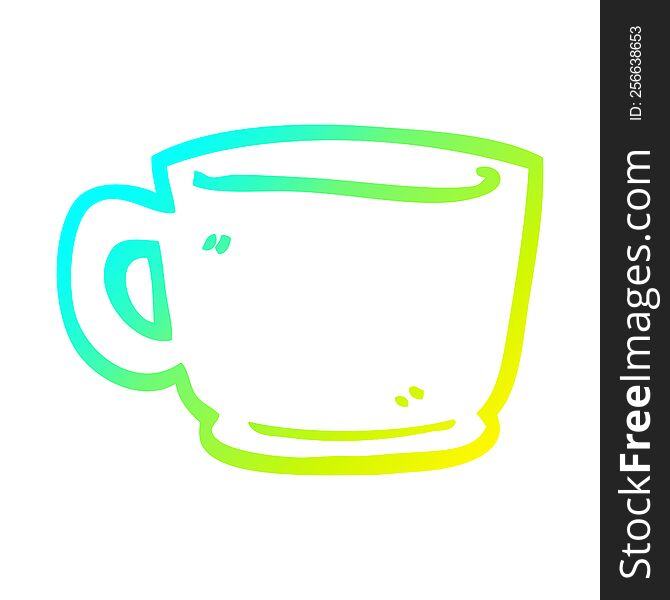 cold gradient line drawing cartoon tea cup