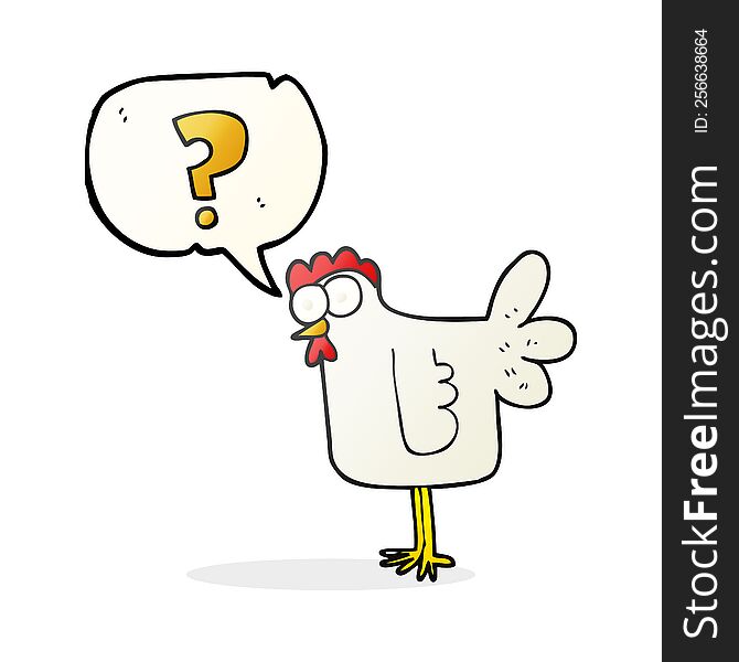 Speech Bubble Cartoon Confused Chicken