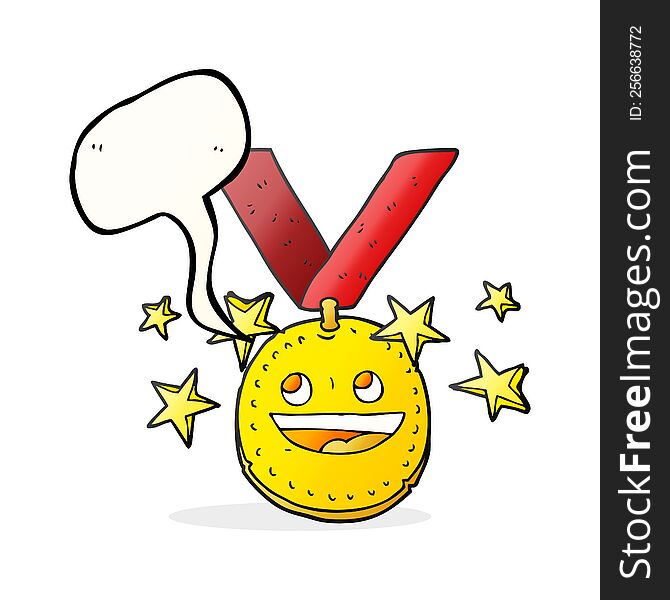 Speech Bubble Cartoon Happy Sports Medal