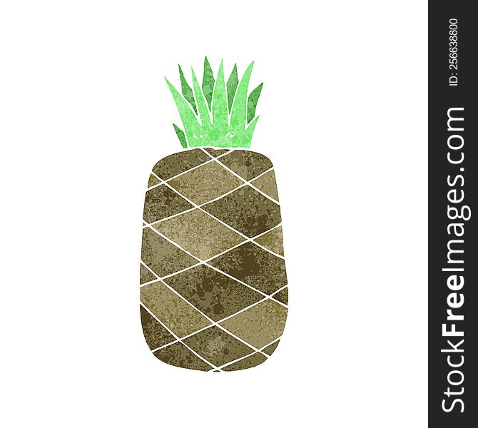 freehand retro cartoon pineapple