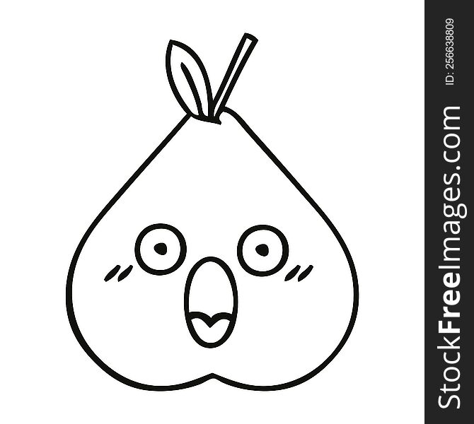 line drawing cartoon of a pear. line drawing cartoon of a pear