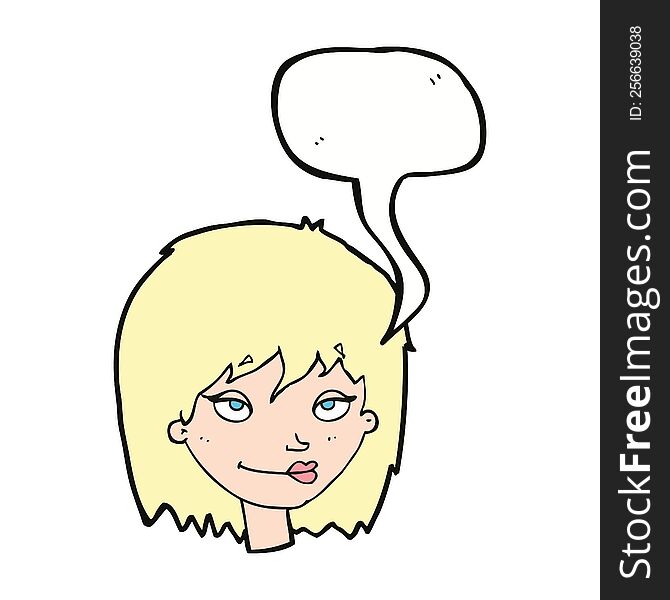 cartoon smiling woman with speech bubble