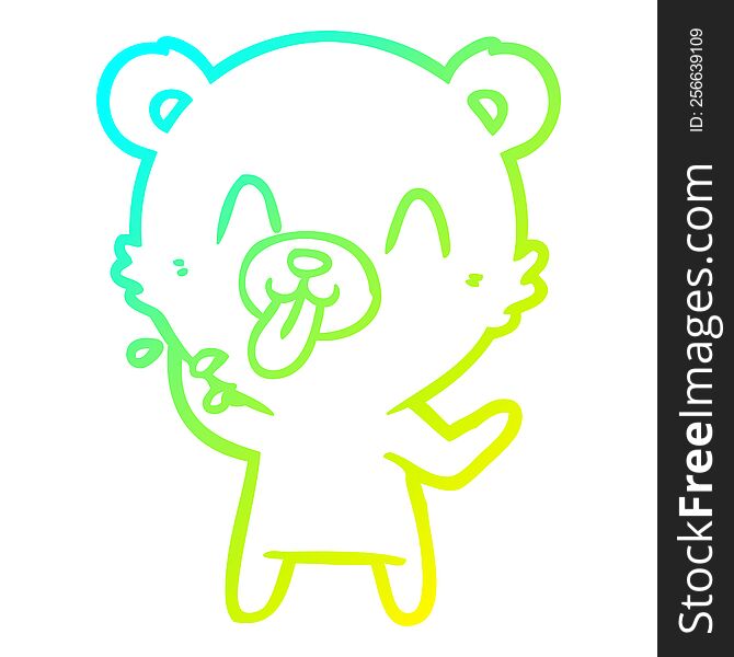 Cold Gradient Line Drawing Rude Cartoon Polar Bear Sticking Out Tongue