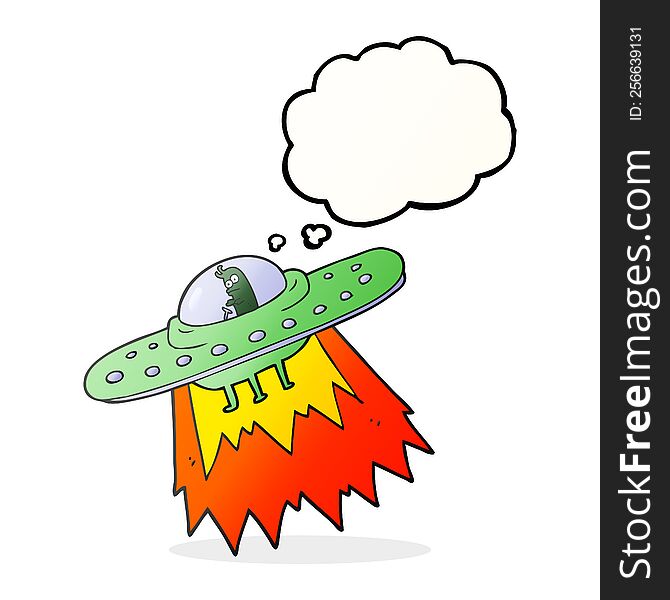freehand drawn thought bubble cartoon ufo