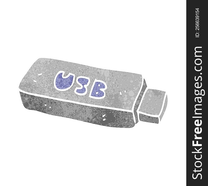 freehand retro cartoon USB stick