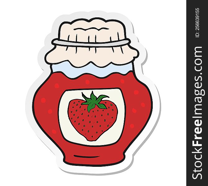 sticker of a cartoon jar of strawberry jam