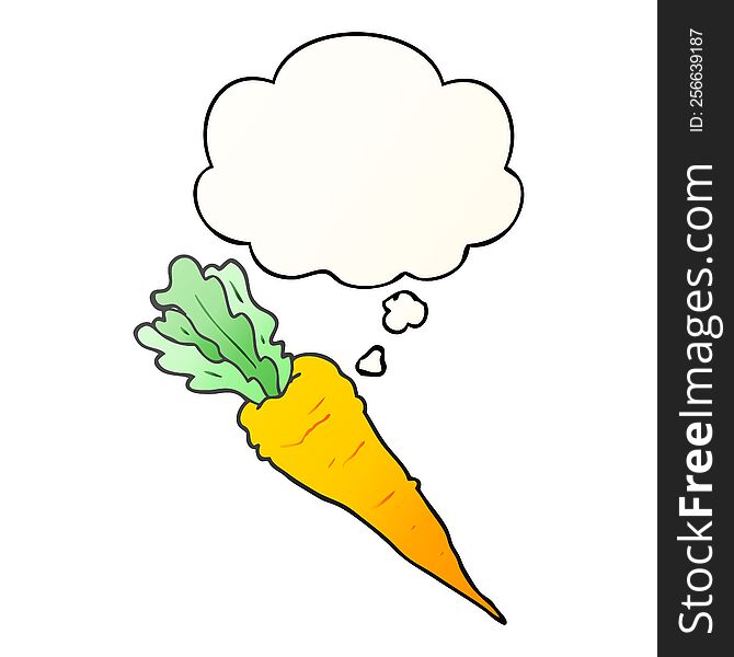 cartoon carrot with thought bubble in smooth gradient style