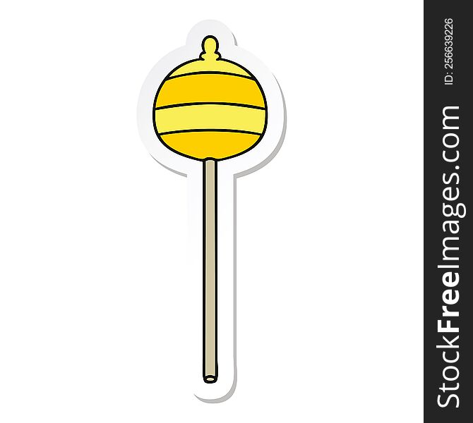 sticker of a quirky hand drawn cartoon golden sceptre